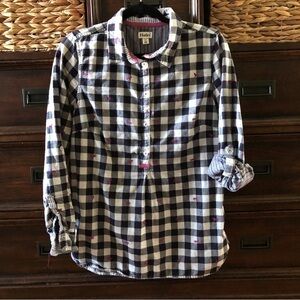 Hatley checked roll tab sleeve tunic top in size S